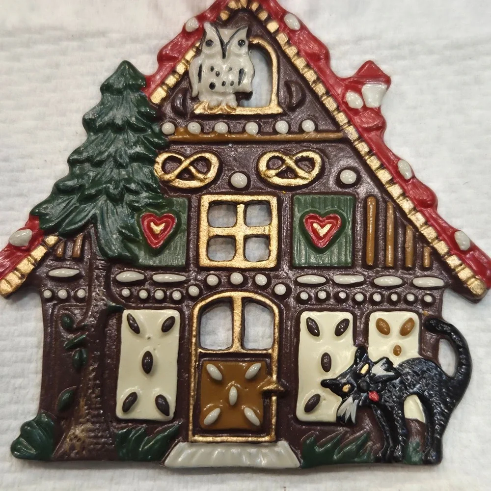 Vintage German Gingerbread House Painted Pewter Kuhn Kollektion Hansel/Gretel